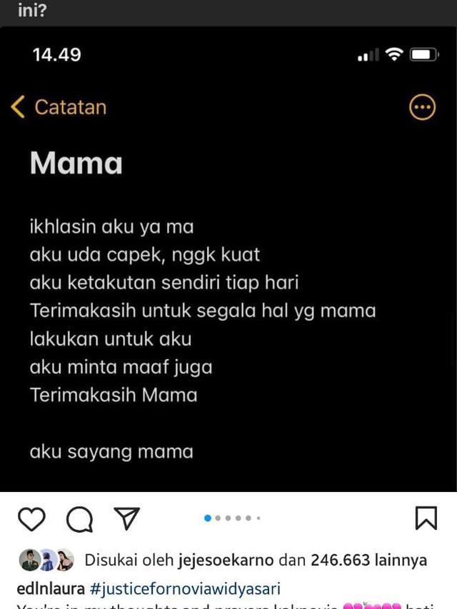 Simpati Laura Anna untuk Novia Widyasari