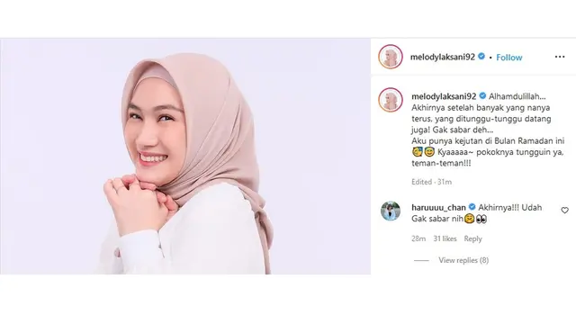 Bikin Netizen Kepo Maksimal, Melody eks JKT48 Ungkap Kejutan Spesial di Bulan Ramadan