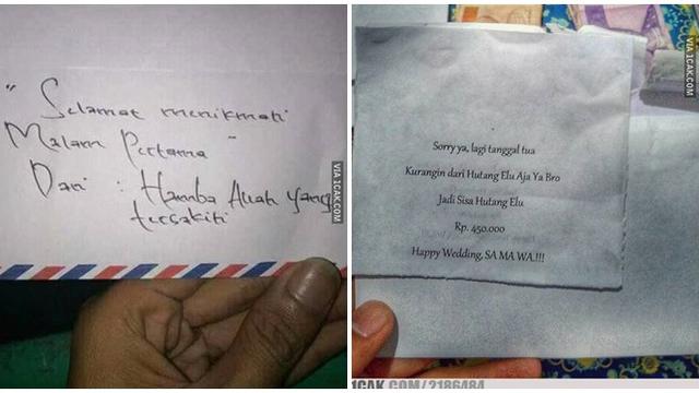 Pesan Lucu di Amplop Nikahan Ini Bikin Cengar Cengir