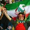 Ekspresi suporter wanita Iran saat mendukung Timnas Iran pada laga kualifikasi Piala Dunia 2022 kontra Kamboja, di Azadi Stadium, Kamis (10/10/2019). (AFP/Atta Kenare)