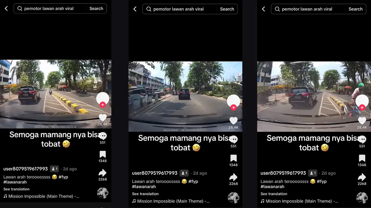 Tak Ingin Diserempet, Pemotor ini Mengalah Saat Lawan Arah