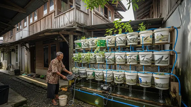 Sistem Ember Tumpuk dengan Sirkulasi Air