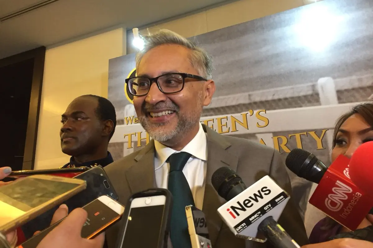 Duta Besar Inggris untuk RI Moazzam Malik mengatakan, Indonesia harus terus maju sehingga bisa jadi inspirasi dunia (Liputan6.com/Teddy Tri Setio Berty)