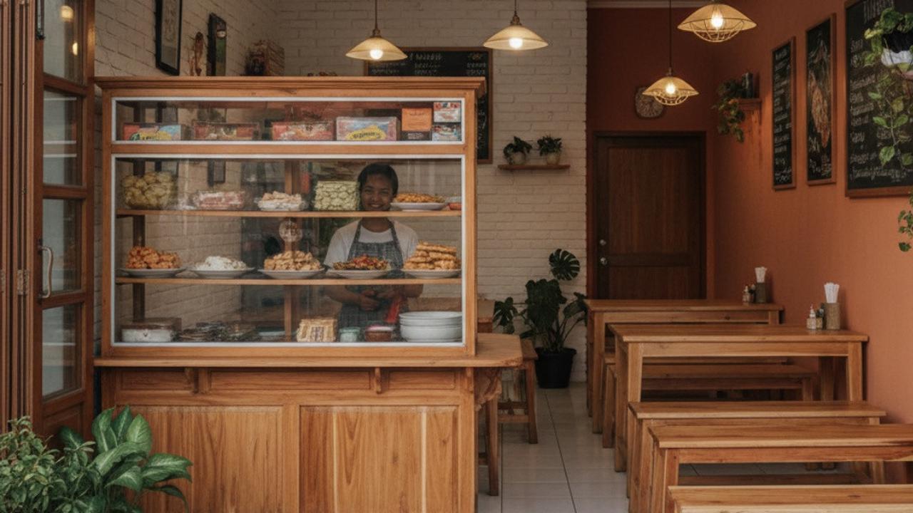 8 Desain Warung Prasmanan di Teras Rumah dengan Etalase Kaca Panjang, Menarik Minat Pelanggan