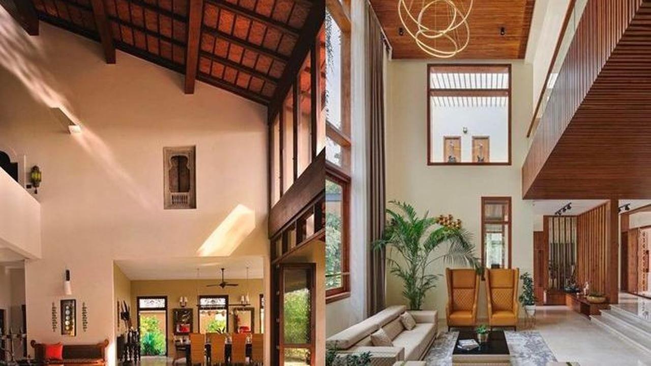 7. Rumah Tropis Modern dengan Plafon Tinggi