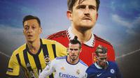 Ilustrasi - Harry Maguire, Mesut Ozil, Gareth Bale, Mykhailo Mudryk (Bola.com/Adreanus Titus)