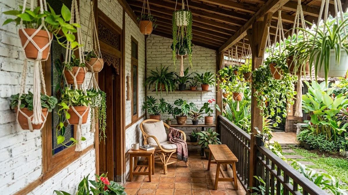 8 Ide Teras Rumah dengan Tanaman Gantung Kecil, Inspirasi Simpel yang Bikin Tampilan Adem