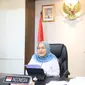 Direktur Jenderal Pembinaan Hubungan Industrial dan Jaminan Sosial Tenaga Kerja (PHI-Jamsos) Kemnaker, Indah Anggoro Putri saat menjadi pembicara pada acara Special Dialogue Industri Pertambangan Indonesia yang diselenggarakan secara virtual pada Rabu (6/7/2022).