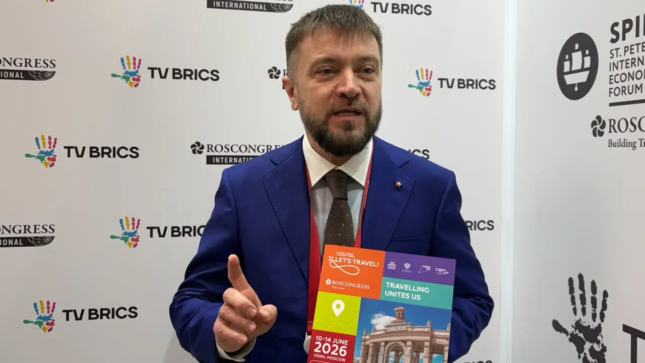 Direktur Forum Pariwisata Internasional "Let’s Travel!" sekaligus Deputi CEO Roscongress Foundation Vladimir Zatynayko pada Jumat (5/6/2026).