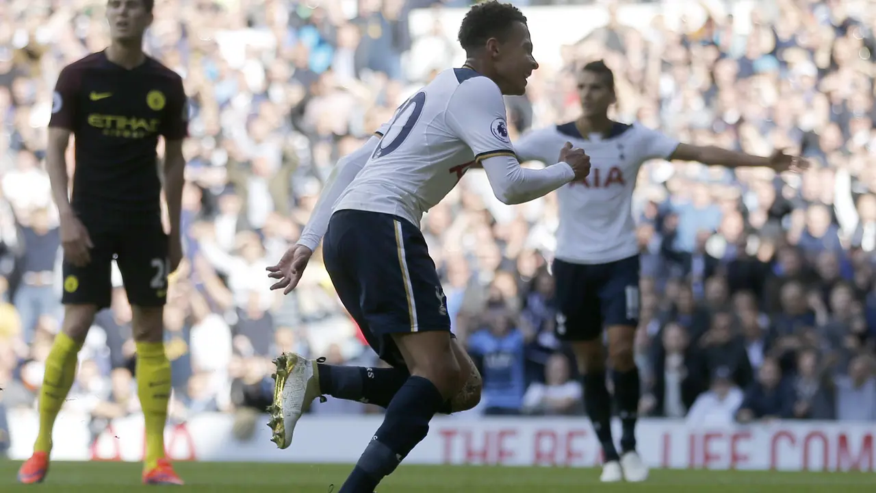 Gelandang Tottenham Hotspur Dele Alli (AP Photo/Frank Augstein)