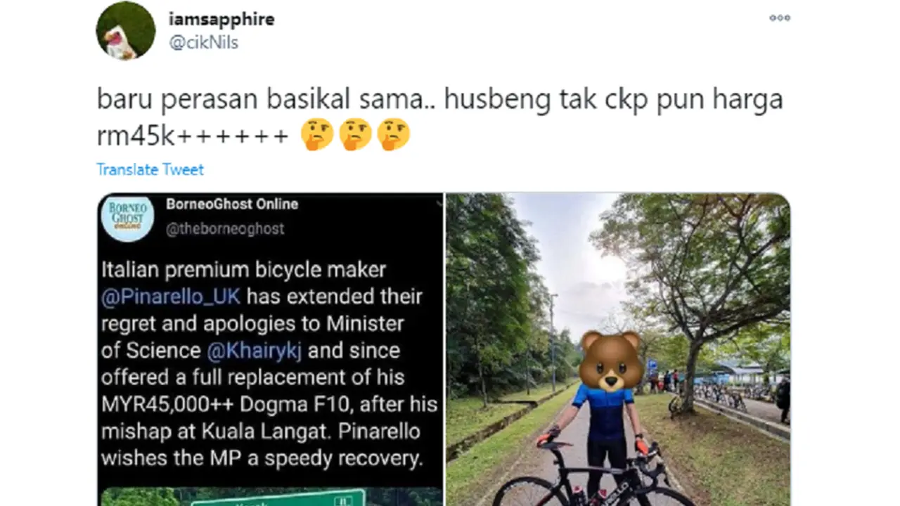 seorang istri baru tahu harga sepeda suami capai ratusan juta.