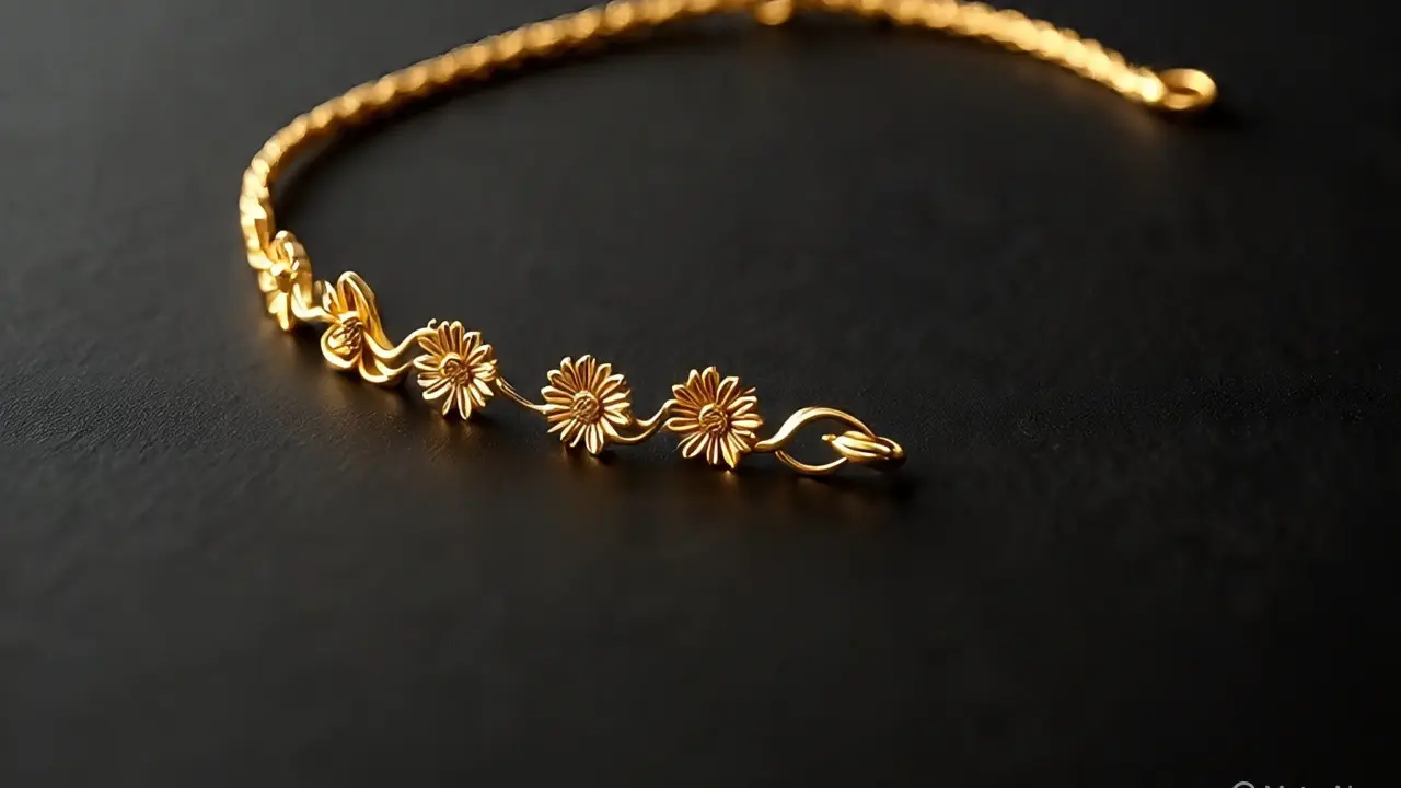 Model Gelang Emas Elegan 2 Gram Motif Bunga Matahari Trendi (Image by Meta AI)