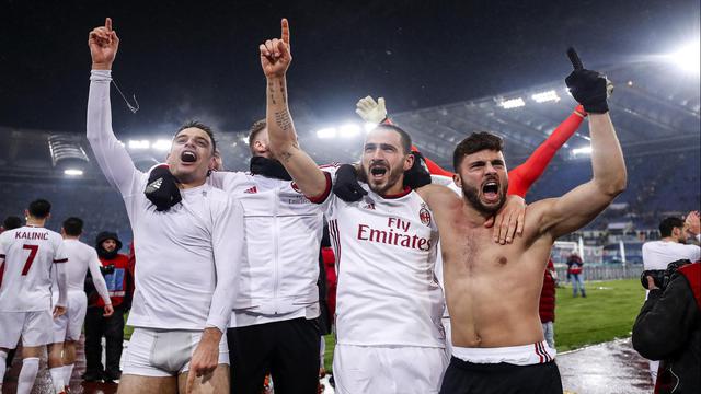 Selebrasi Pemain AC Milan Usai Singkirkan Lazio di Semifinal Coppa Italia