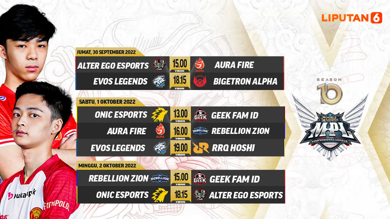 Jadwal dan Link Streaming MPL Indonesia Season 10 Matchweek 8 di Vidio, 30 September - 2 Oktober 2022