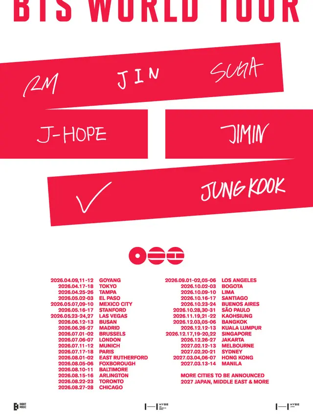 Jadeal Tur Dunia BTS. (BigHit via Soompi)