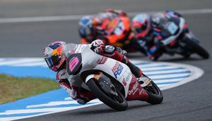 Veda Ega Pratama saat beraksi di sesi latihan bebas dan latihan hari pertama Moto3 Spanyol 2026. (Dok. Honda Tean Asia)