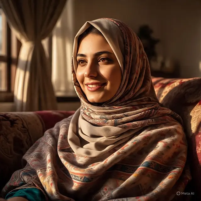 Ilustrasi Pashmina bahan ceruti (Created by AI)