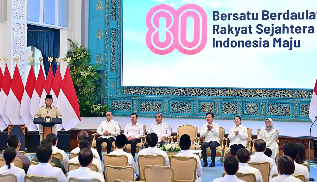 Di masing-masing angka delapan dan nol terdapat garis berwarna putih saling terhubung. (Foto: Biro Pers Sekretariat Presiden)
