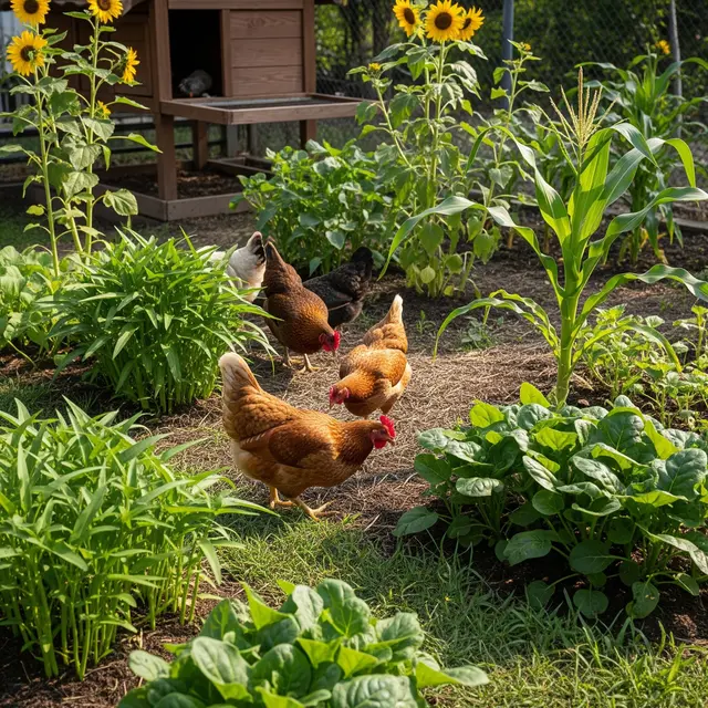 Cara Menata Halaman Rumah agar Bisa untuk Ayam Kampung dan Kebun Mini Sekaligus (Image by Gemini AI)