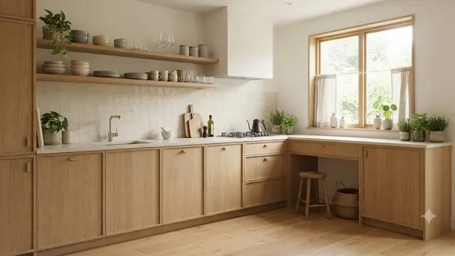 Inspirasi Dapur Japandi dengan Dominasi Warna Natural