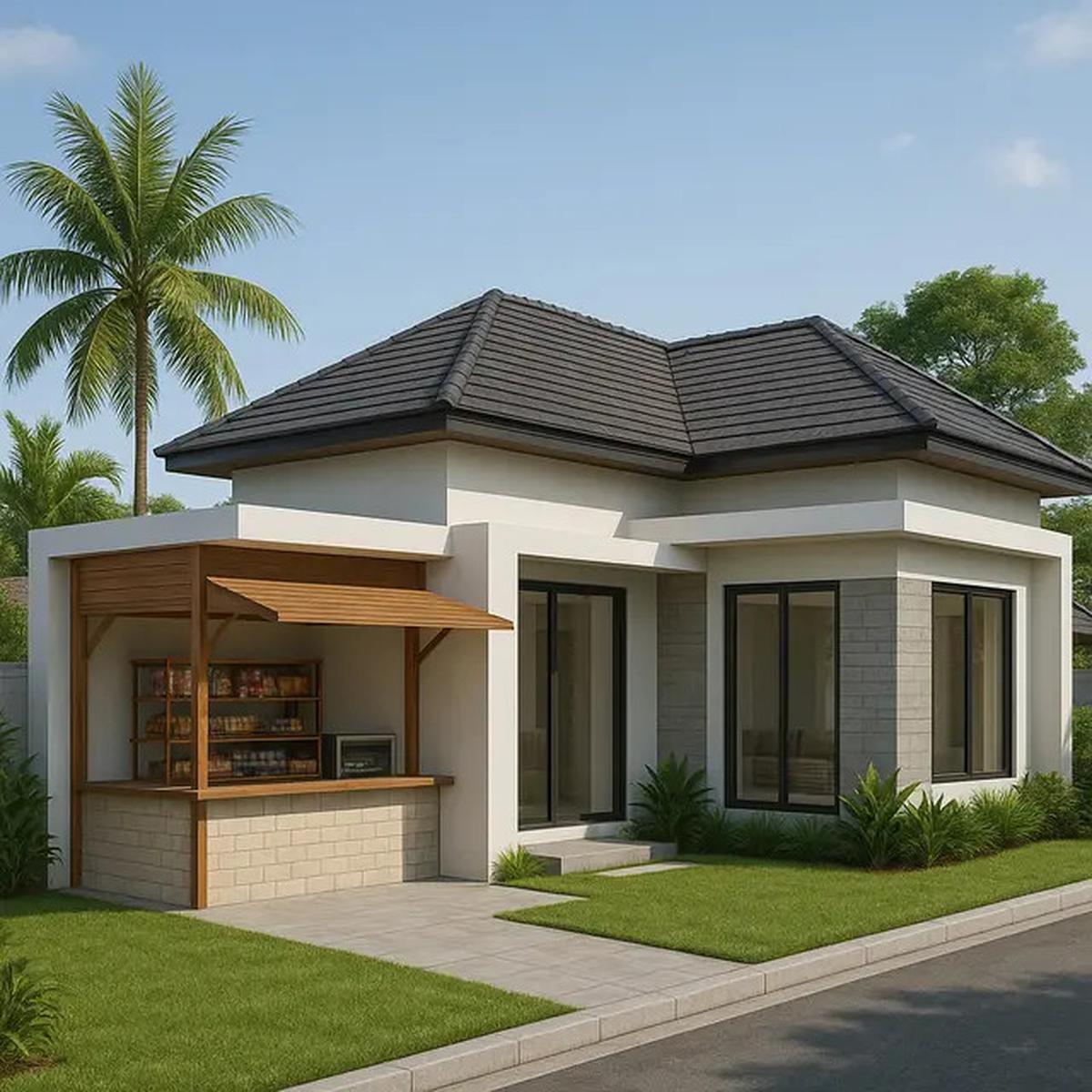 6 Desain Rumah L-Shape dengan Warung Kecil di Depan, Estetik dan Fungsional
