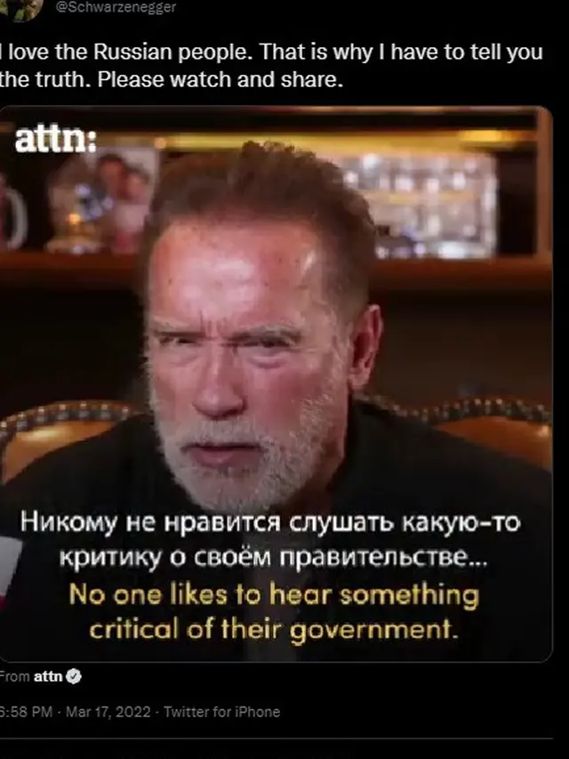 Unggahan Arnold Schwarzenegger. (Twitter/ Schwarzenegger)