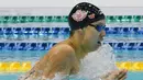 Ippei Watanabe saat mengikuti kejuaraan Piala Kosuke Kitajima di Tokyo, Minggu (29/1). Ippei Watanabe mempertajam rekor dunia 200 meter gaya dada dengan menjadi manusia pertama yang mencatat waktu di bawah 2 menit 7 detik. (AP PHOTO)