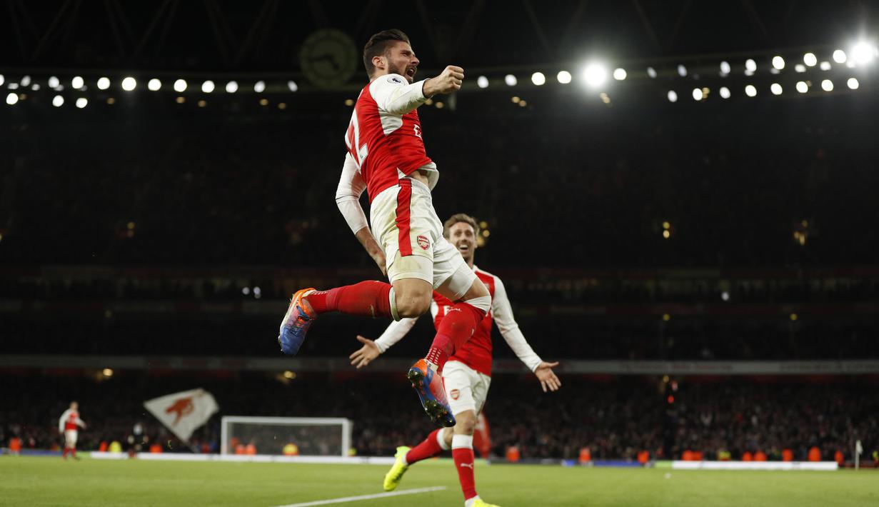 Gol Tunggal pemain Arsenal, Olivier Giroud mengantarkan timnya meraih poin penuh pada laga Premier League Boxing Day melawan West Bromwich di Emirates Stadium, (26/12/2016). (Action Images via Reuters/John Sibley)