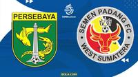 Ilustrasi logo Persebaya Surabaya vs Semen Padang di BRI Super League. (Bola.com/Benediktus Gerendo Pradigdo)
