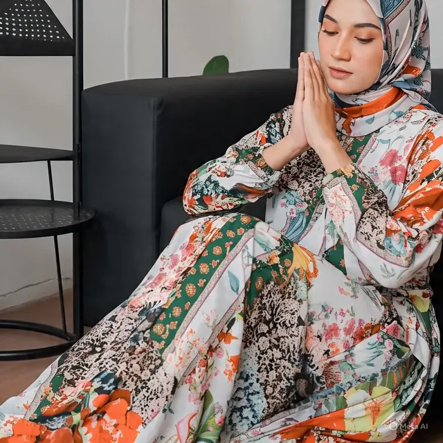 Ilustrasi gamis rayon motif (Created by Meta AI)