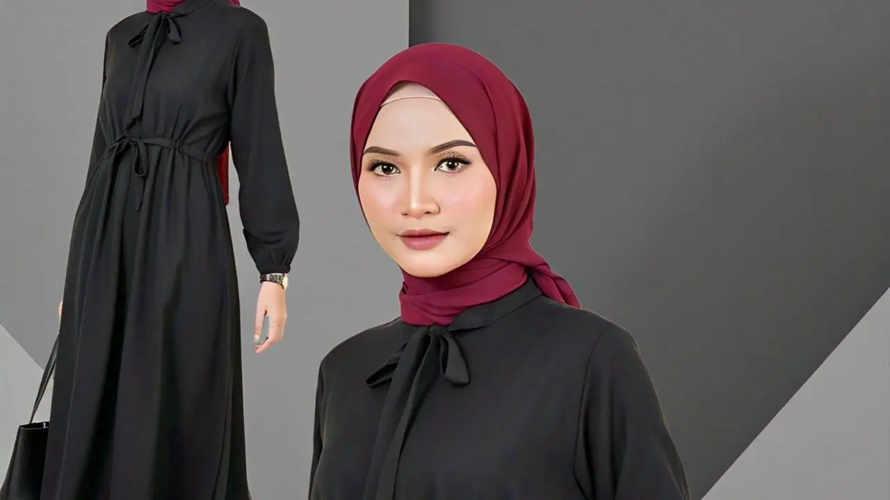 Outfit Casual Wanita Hijab Gemuk dengan Warna Bold