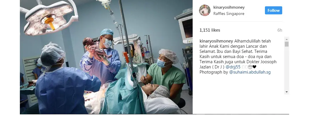 Kinaryosih melahirkan anak ke-2 (Foto: Instagram)