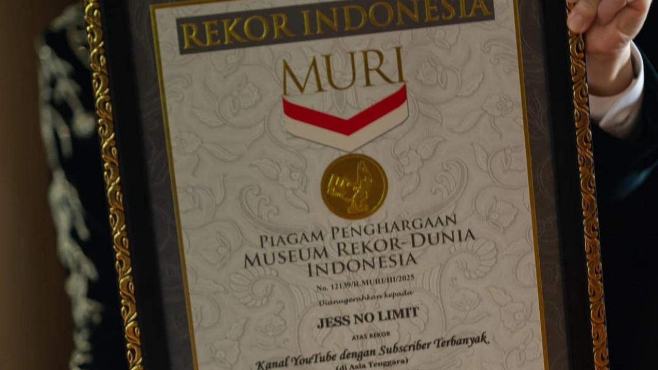 Jess No Limit Raih Rekor MURI sebagai YouTuber dengan Subscriber Terbanyak di Asia Tenggara