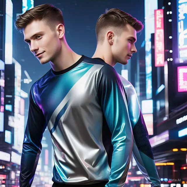 Kaos Lengan Panjang Gradasi Futuristik
