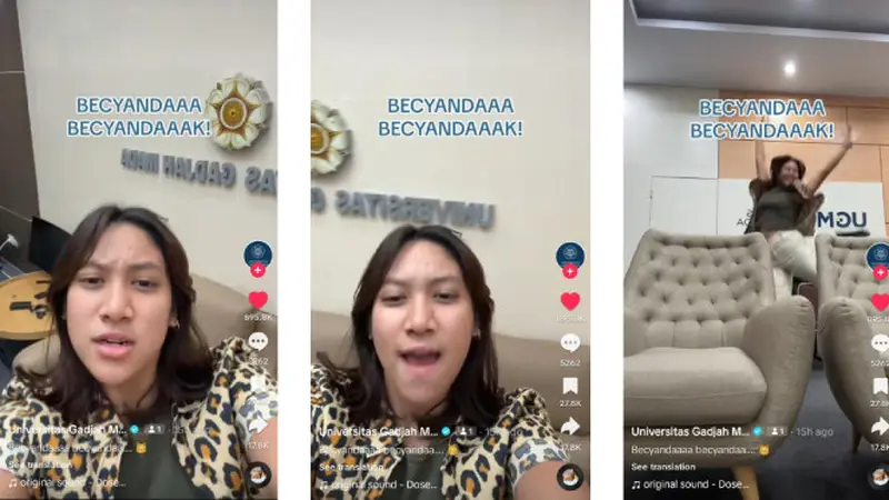 Si Pemilik Jargon 'Bercyandya' yang Viral di Mana-Mana, Abigail Manurung, Mengambil Alih Akun TikTok UGM pada Kamis, 31 Agustus 2023.