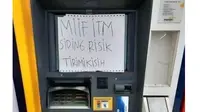 6 Tulisan di ATM Rusak Ini Bikin Geleng Kepala (sumber: Instagram.com/ngumpulreceh)