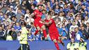 Pemain Liverpool Danny Ings merayakan gol bersama rekannya Martin Skrtel dalam lanjutan Liga Premier Inggris di Goodison Park, Minggu (04/10/2015). Liverpool dan Everton bermain imbang 1-1. (Reuters / Phil Noble)