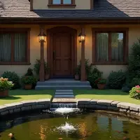 Ilustrasi Taman Depan Rumah Ukuran 6x9 dengan Kolam Mini(Sumber Gambar: Meta AI)