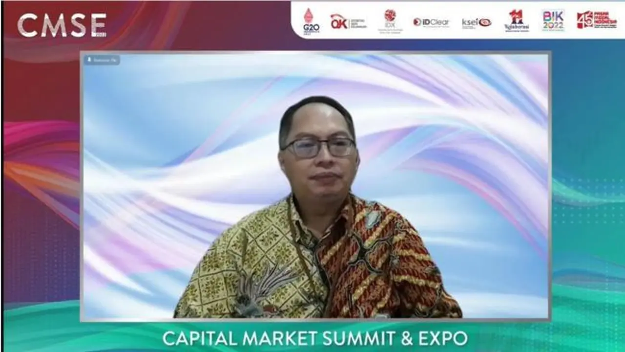 Kepala Divisi Layanan dan Pengembangan Perusahaan Tercatat (LPP) BEI, Saptono Adi Junarso dalam Capital Market Summit & Expo 2022, Kamis (13/10/2022). (Foto: tangkapan layar/Elga N)