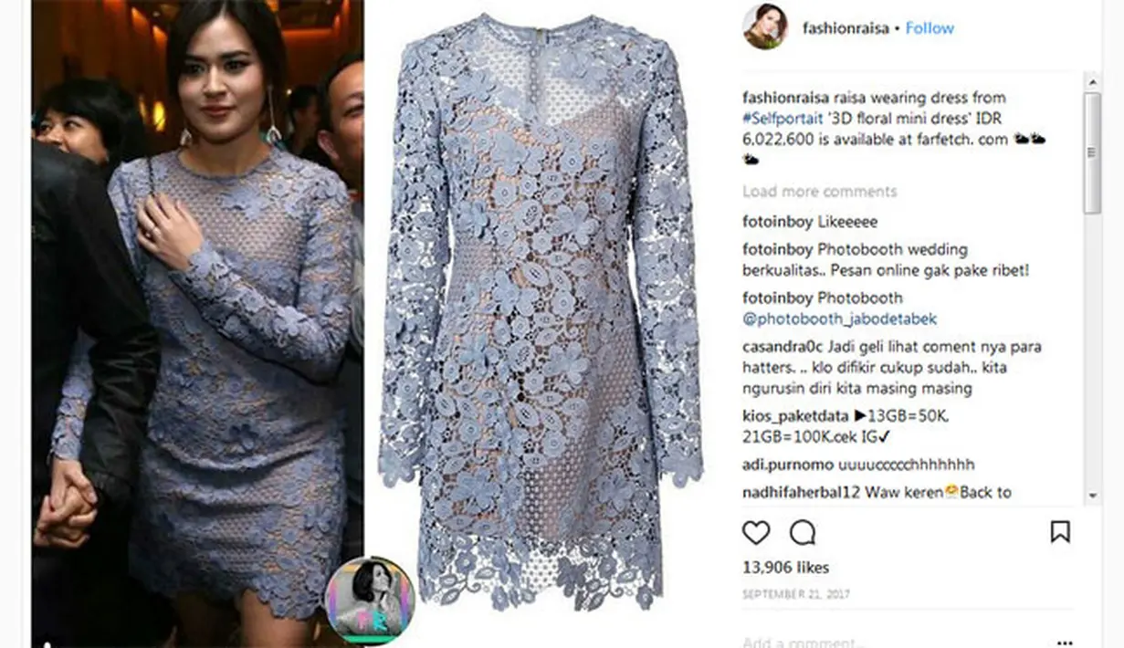 Bukan hanya bernyanyi di panggung, namun Raisa juga sering banget hadir di acara-acara formal seperti menemani sang suami. Dan untuk menunjang penampilannya, Raisa memakai dress brokat yang harganya mencapai Rp. 6.022.600. (Instagram/fashionraisa)