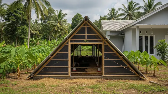Desain Kandang Ayam Modern Cuma Pakai Bambu