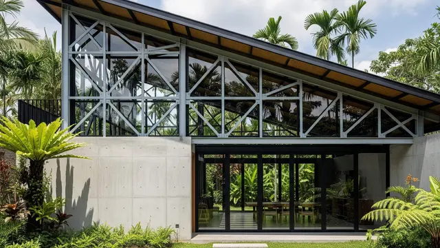 Model Rumah Sederhana dengan Atap Miring ke Belakang