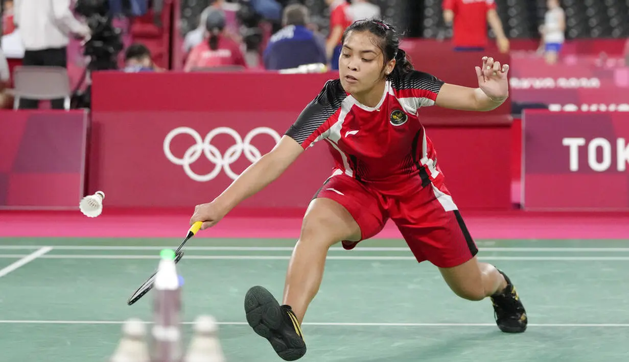 Langkah tunggal putri Indonesia, Gregoria Mariska Tunjung, terhenti di babak 16 besar Olimpiade Tokyo 2020. (Foto: AP/Markus Schreiber)