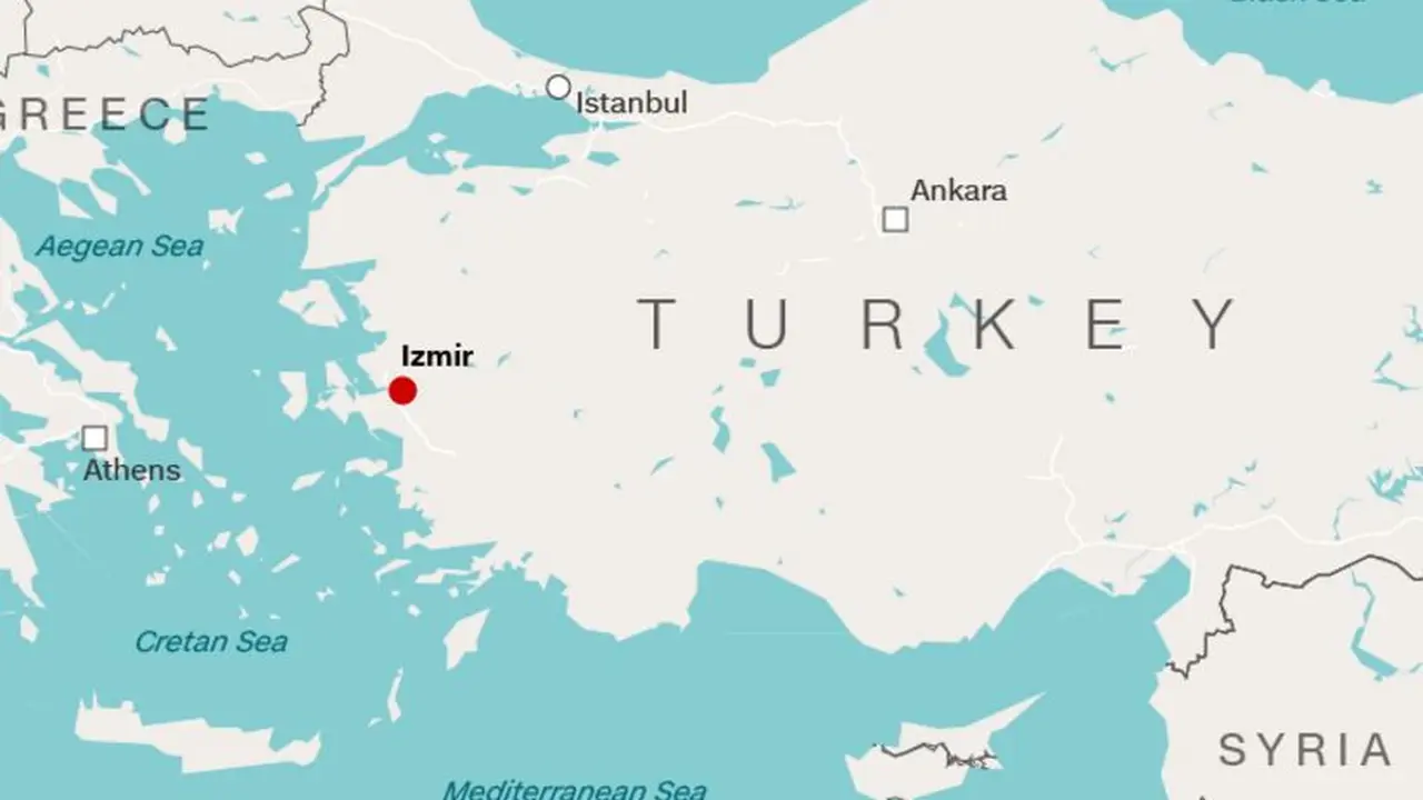 Lokasi ledakan di dekat pengadilan Izmir, Turki. (Maps4news)