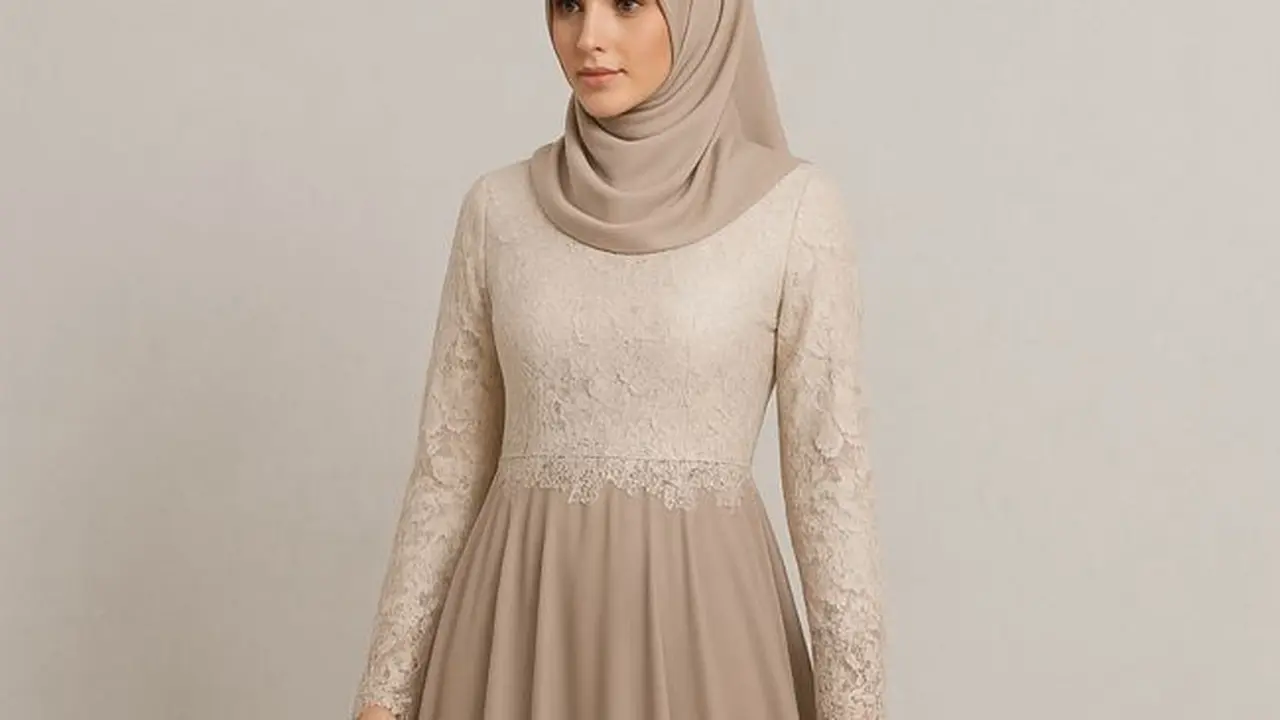 Ilustrasi Gamis Brokat (Credit: ChatGPT)