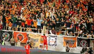 Pemain Persija Jakarta, Riko Simanjuntak, melakukan selebrasi usai mencetak gol ke gawang Chonburi FC pada laga persahabatan dalam rangka Grand Launching Jakarta International Stadium (JIS), Minggu (24/7/2022). (Bola.com/M Iqbal Ichsan)