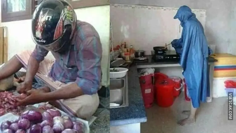 momen kocak pria memasak (foto: brilio)