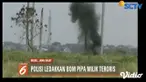 Densus 88 Antiteror dan Polisi ledakkan bom pipa milik teroris Bekasi di tanah kosong di Babelan.