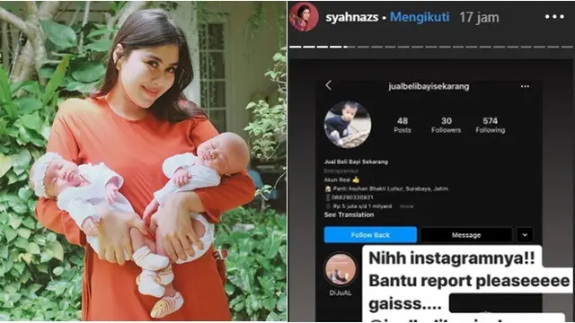 Selain Anak Kembar Syahnaz, 4 Anak Selebriti Ini Pernah Dipajang Akun Jual Beli Bayi