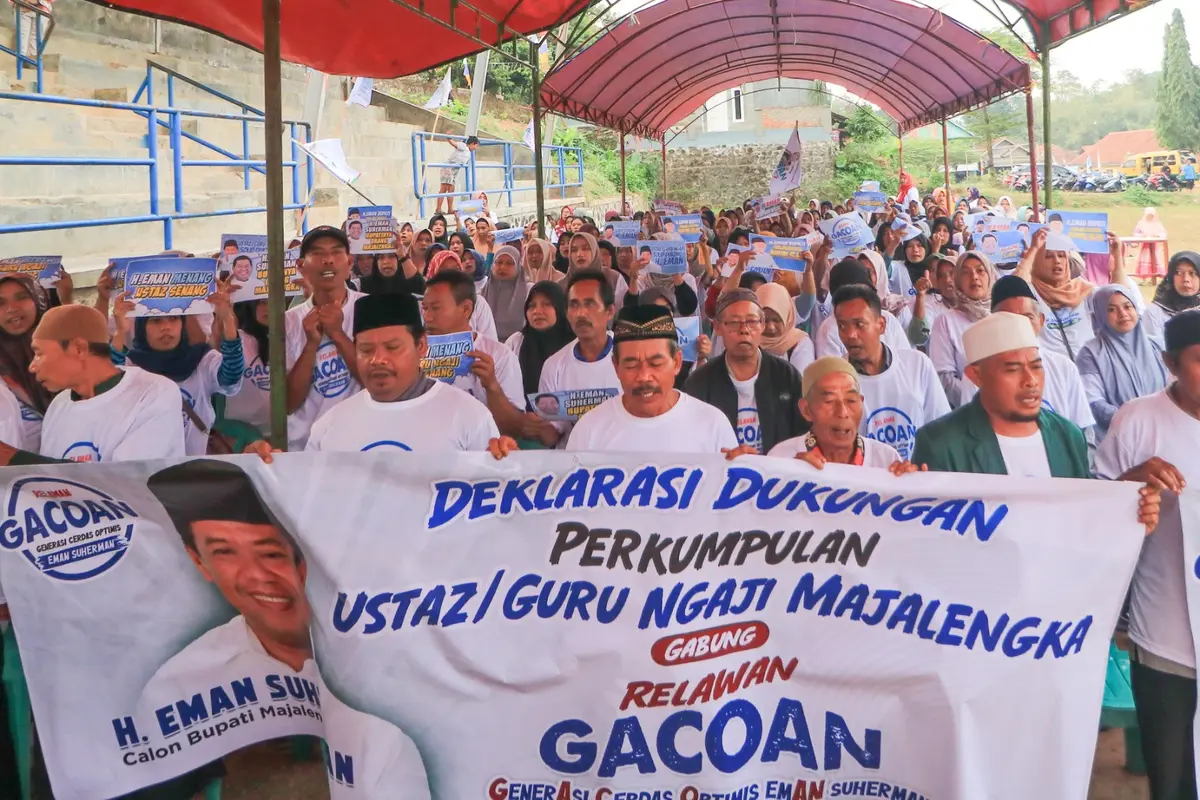 Perkumpulan Ustaz dan Guru Ngaji Majalengka deklarasi dukungan kepada Bakal Calon Bupati (Cabup) Majalengka Eman Suherman pada Pilkada 2024.